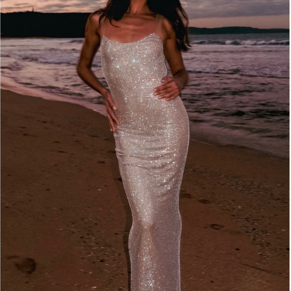 Elegant Silver Evening Dress